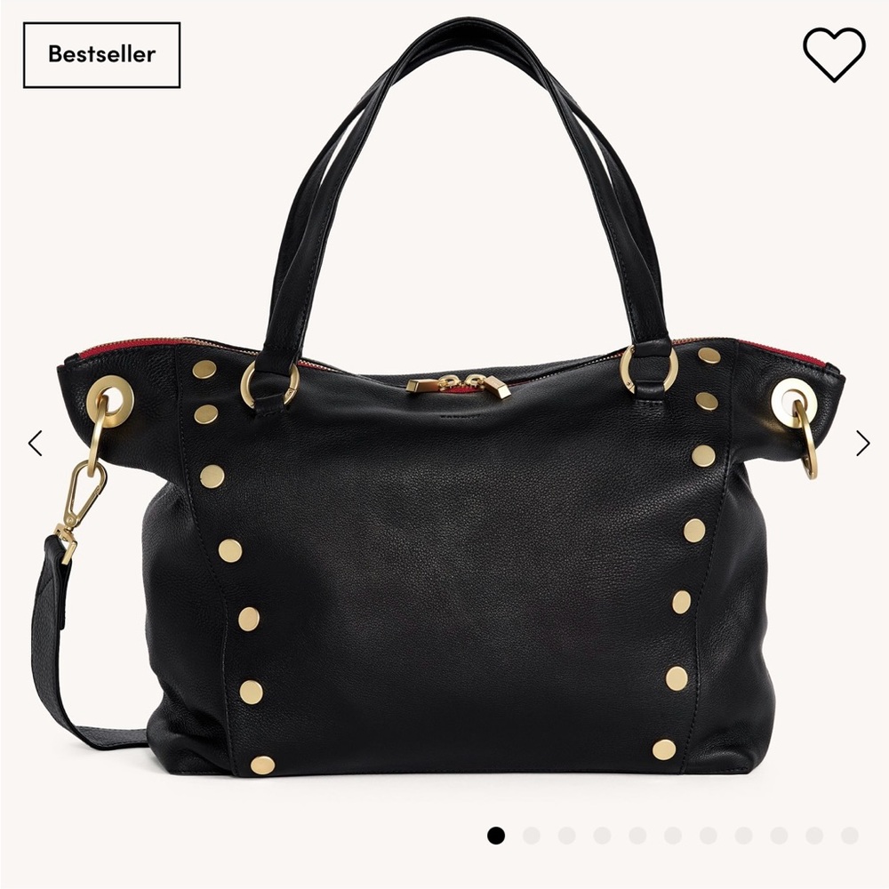 Hammitt Daniel Lrg Black Brushed Gold Red Zip - Black Large Leather Tote Bag